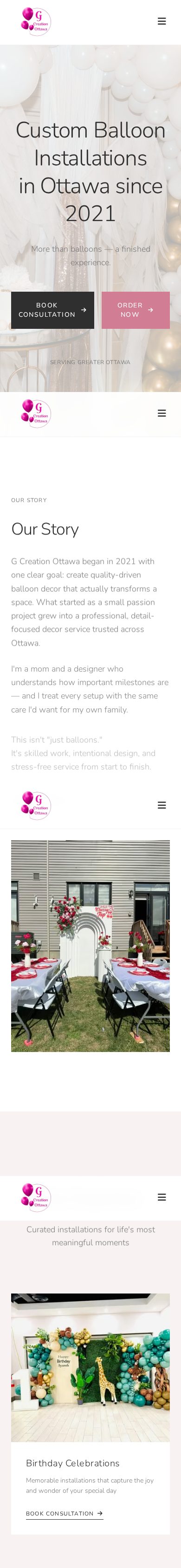 G Creation Ottawa Inc website on mobile