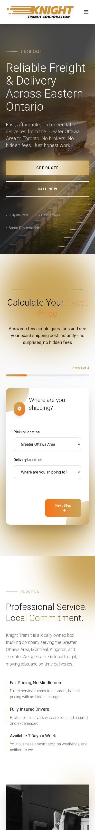 Knight Transit website on mobile