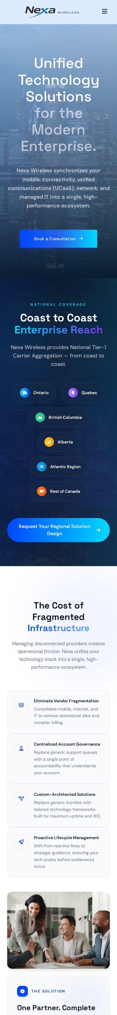 Nexa Wireless website on mobile