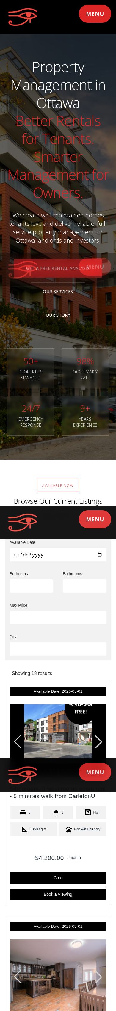 Ottawa Prime Properties website on mobile