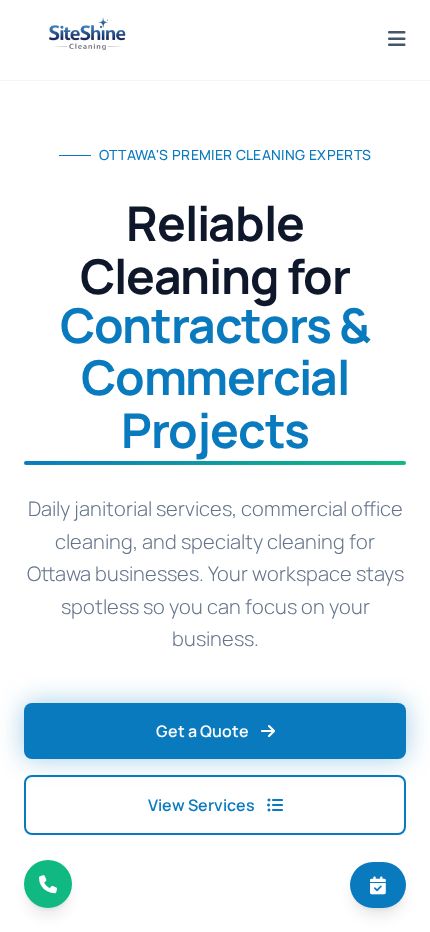 Siteshine Ottawa website on mobile